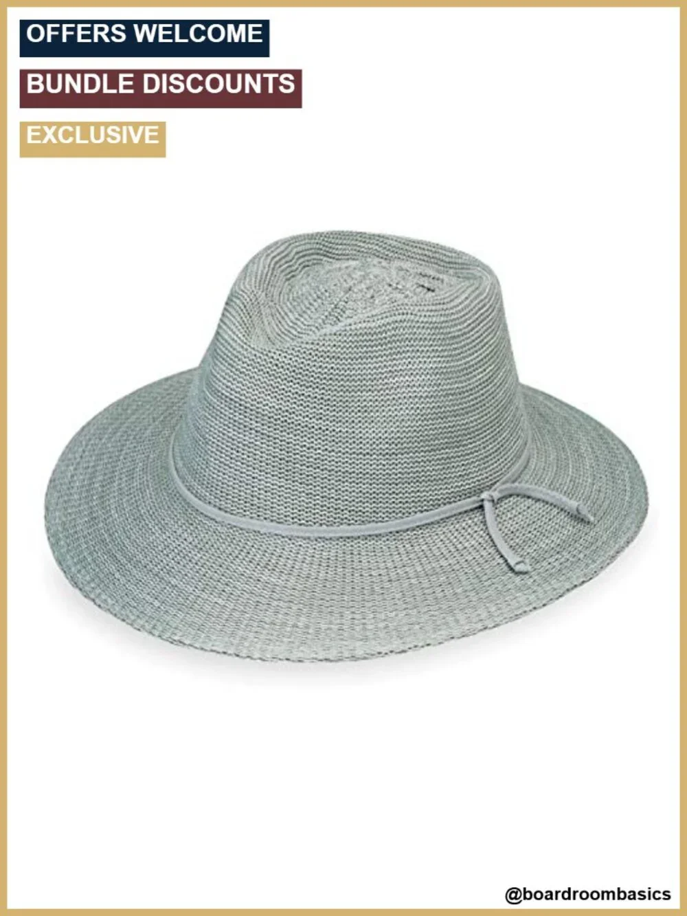 UPF 50+ Poly-Straw Fedora Sun Hat, Packable Wide Brim, Adjustable Drawstring,